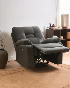 Sedia reclinabile elettrica BERGEN Velluto Grigio scuro