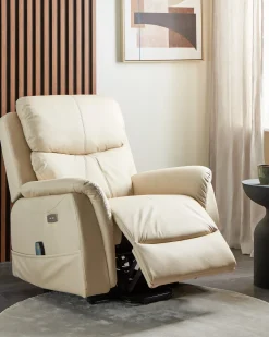 Sedia reclinabile elettrica GLORIE funzione massaggio Tessuto Beige chiaro