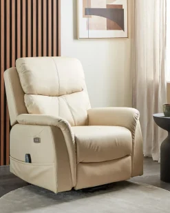 Sedia reclinabile elettrica GLORIE funzione massaggio Tessuto Beige chiaro