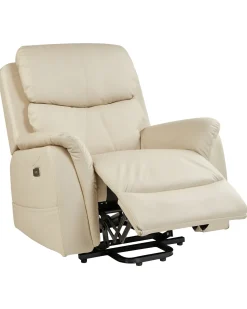 Sedia reclinabile elettrica GLORIE funzione massaggio Tessuto Beige chiaro