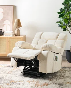 Sedia reclinabile elettrica ARES Poggiapiedi a scomparsa Tessuto Beige chiaro