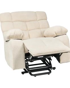 Sedia reclinabile elettrica ARES Poggiapiedi a scomparsa Tessuto Beige chiaro