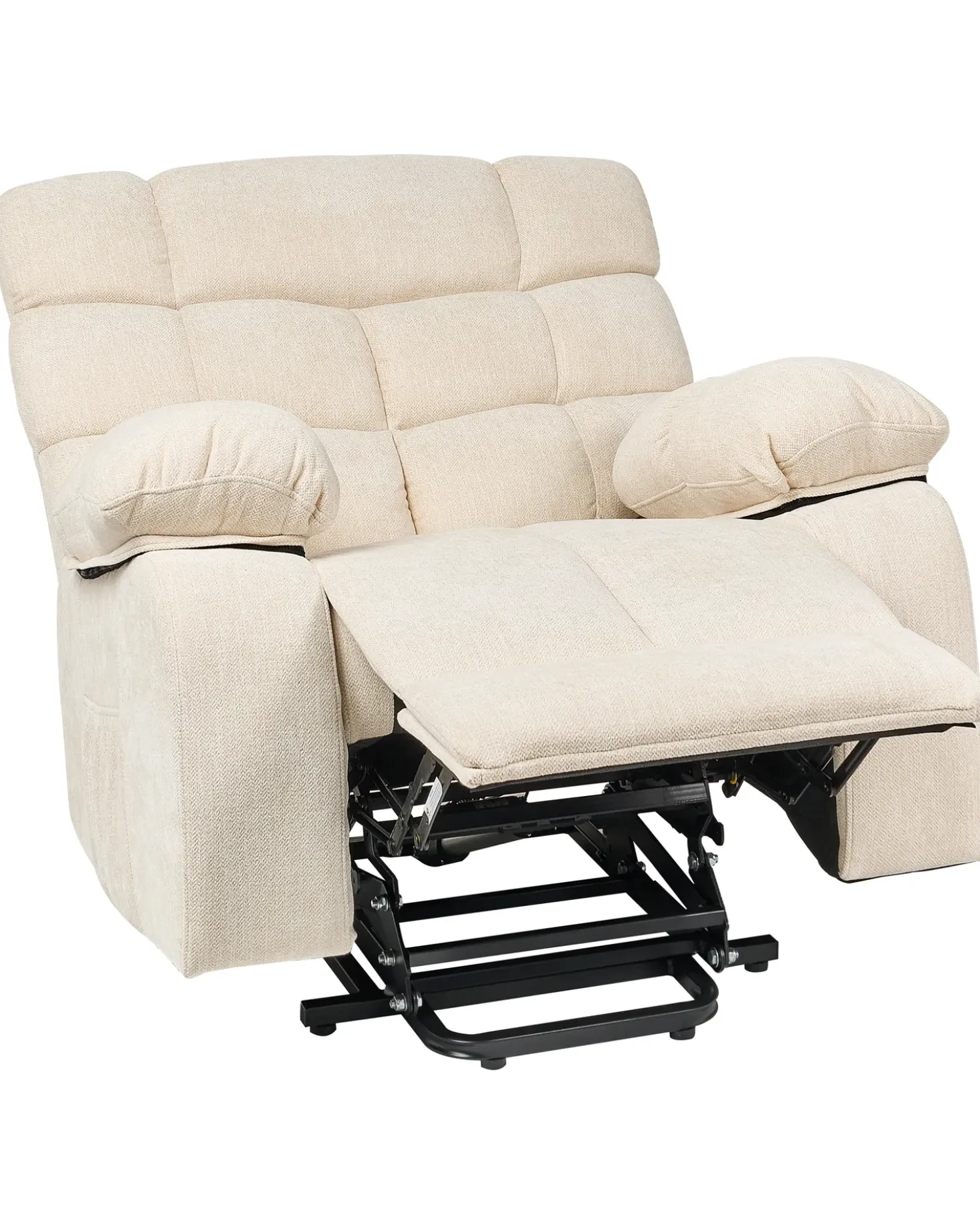 Sedia reclinabile elettrica ARES Poggiapiedi a scomparsa Tessuto Beige chiaro