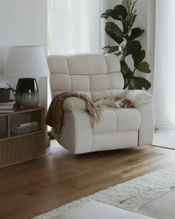 Sedia reclinabile elettrica ARES Poggiapiedi a scomparsa Tessuto Beige chiaro