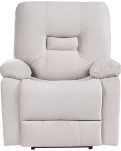 Sedia reclinabile elettrica BERGEN Poggiapiedi a scomparsa Velluto Beige chiaro