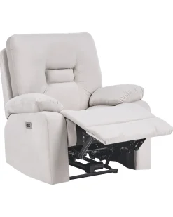 Sedia reclinabile elettrica BERGEN Poggiapiedi a scomparsa Velluto Beige chiaro
