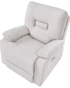 Sedia reclinabile elettrica BERGEN Poggiapiedi a scomparsa Velluto Beige chiaro