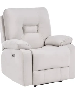 Sedia reclinabile elettrica BERGEN Poggiapiedi a scomparsa Velluto Beige chiaro