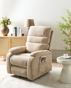 Sedia reclinabile elettrica RISE Poggiapiedi a scomparsa Tessuto Beige