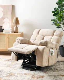 Sedia reclinabile elettrica ARES Poggiapiedi a scomparsa Tessuto Beige
