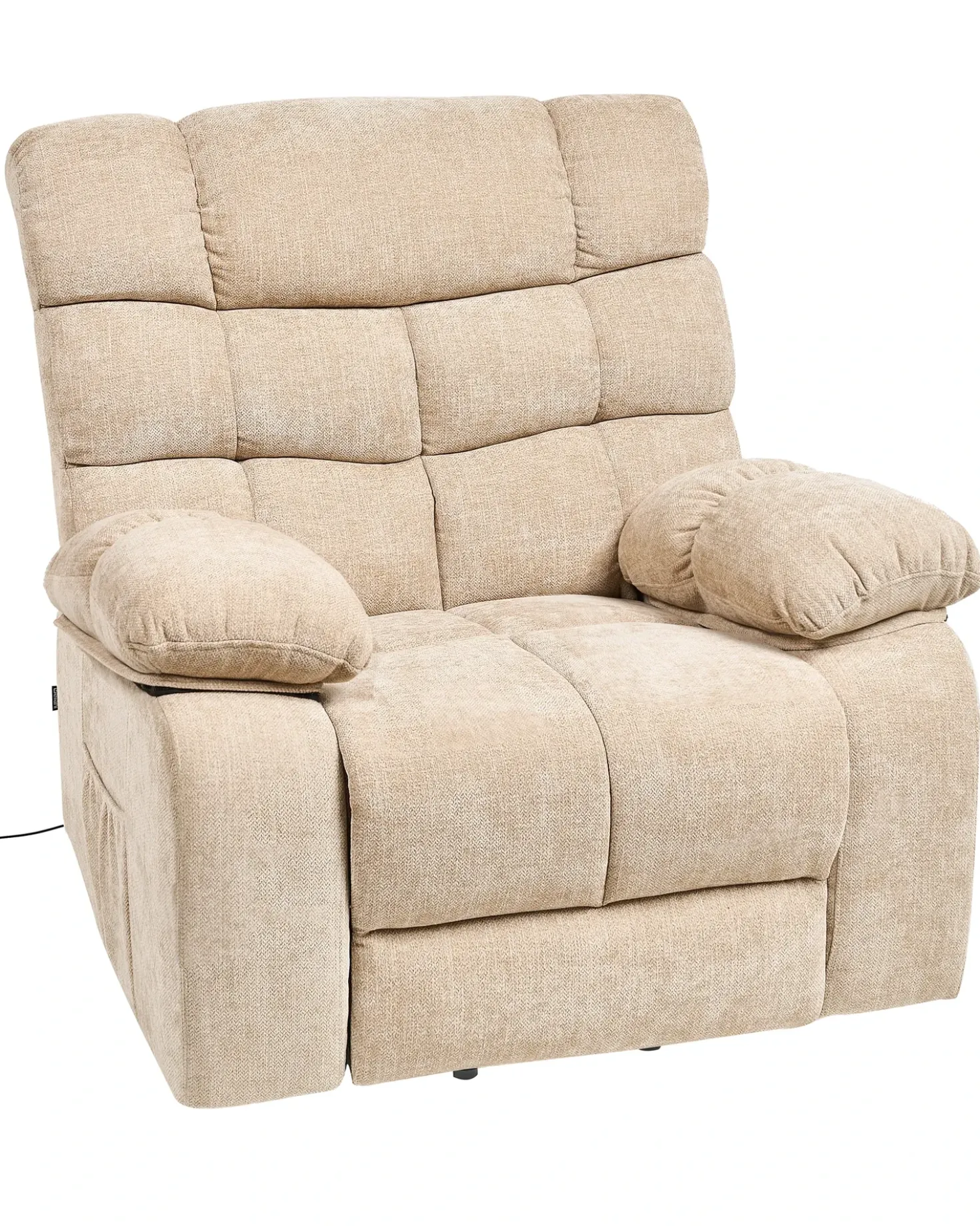 Sedia reclinabile elettrica ARES Poggiapiedi a scomparsa Tessuto Beige