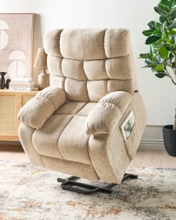 Sedia reclinabile elettrica ARES Poggiapiedi a scomparsa Tessuto Beige