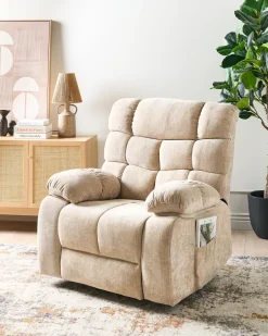 Sedia reclinabile elettrica ARES Poggiapiedi a scomparsa Tessuto Beige