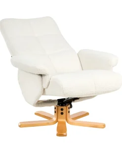 Sedia reclinabile EPSE con poggiapiedi Bouclé Bianco sporco