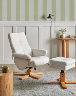 Sedia reclinabile EPSE con poggiapiedi Bouclé Bianco sporco