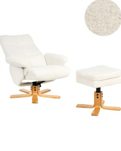 Sedia reclinabile EPSE con poggiapiedi Bouclé Bianco sporco
