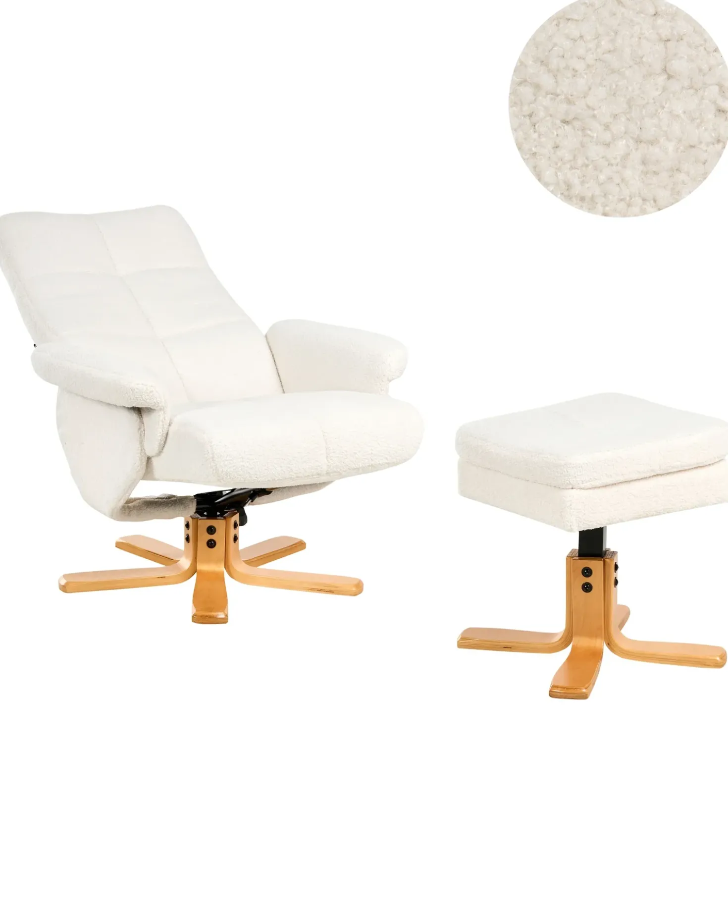 Sedia reclinabile EPSE con poggiapiedi Bouclé Bianco sporco