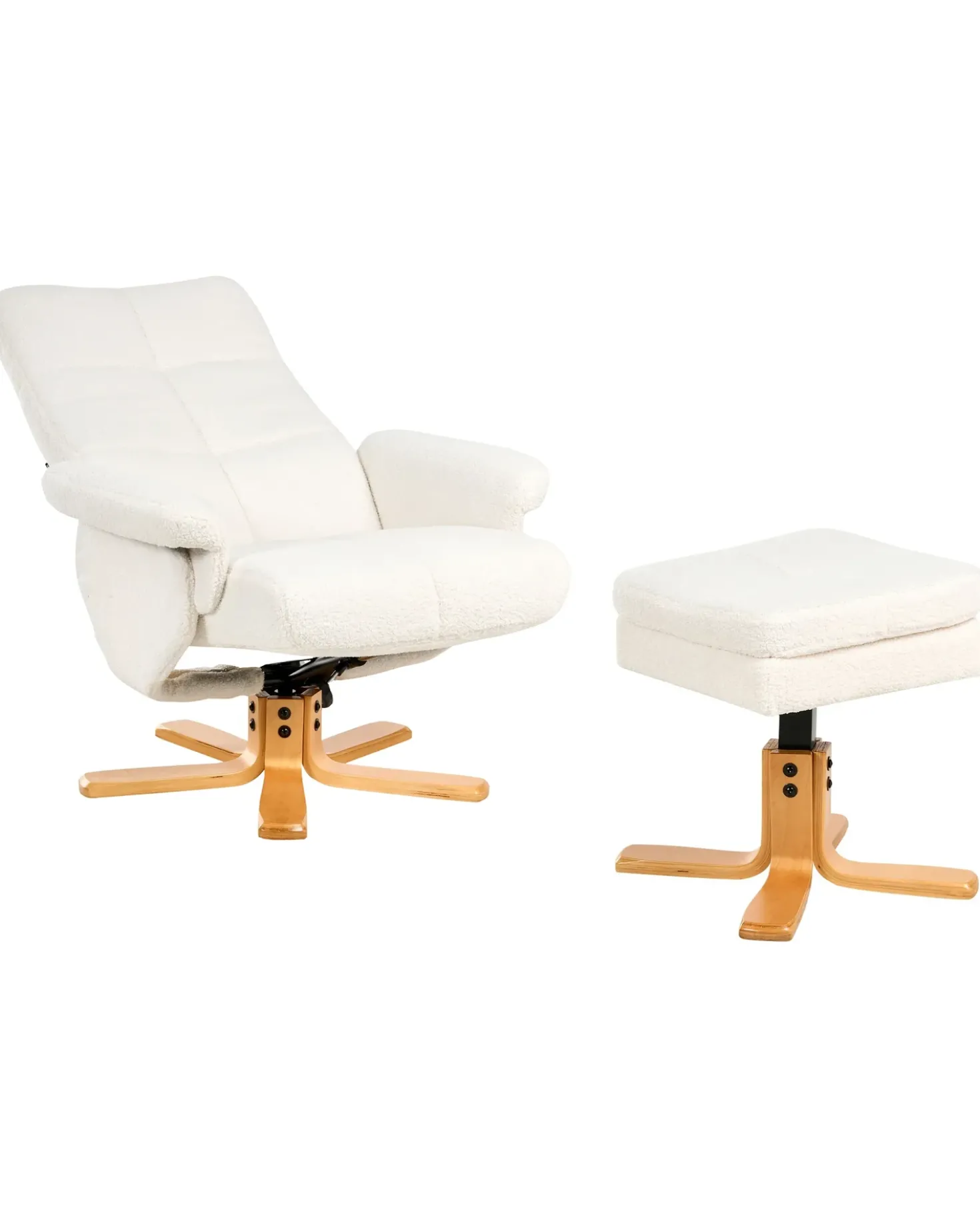 Sedia reclinabile EPSE con poggiapiedi Bouclé Bianco sporco