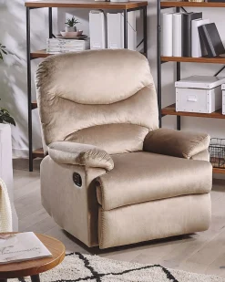 Sedia reclinabile ESLOV Poggiapiedi a scomparsa Velluto Tortora Beige