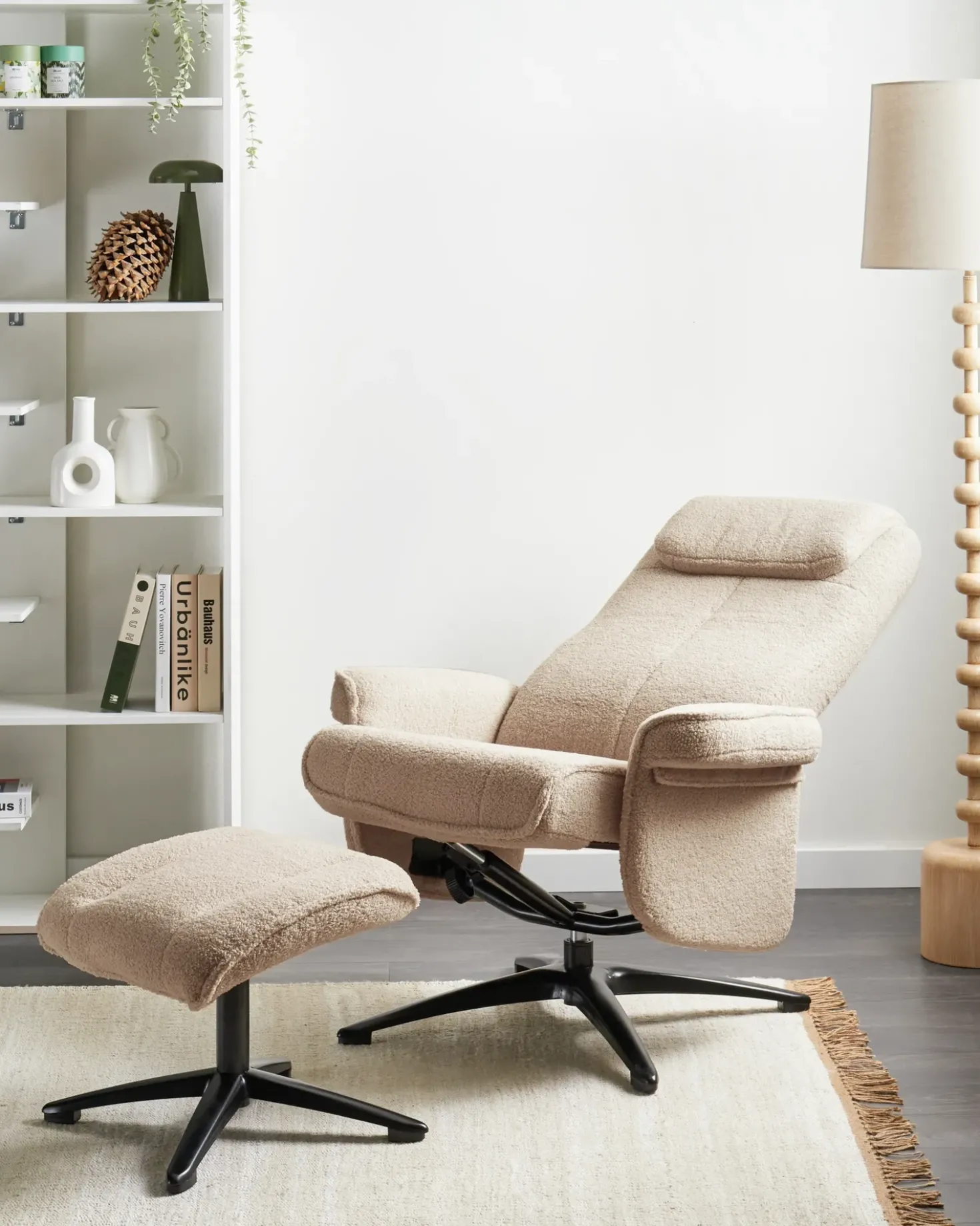 Sedia reclinabile GERAS Bouclé Beige