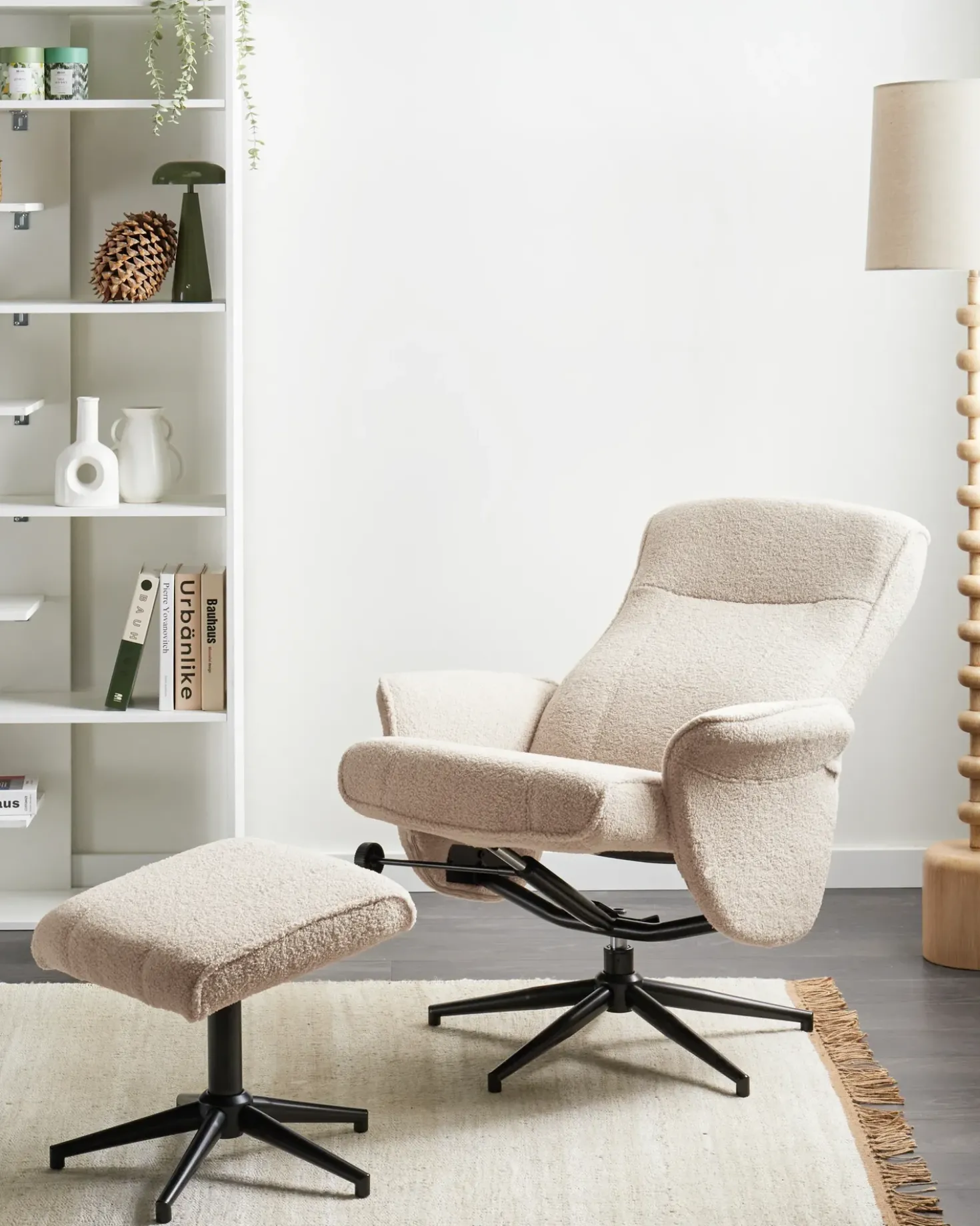 Sedia reclinabile JAPET Bouclé Beige