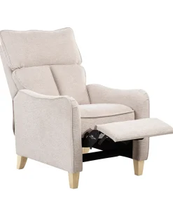 Sedia reclinabile ROYSTON Poggiapiedi a scomparsa Tessuto Beige