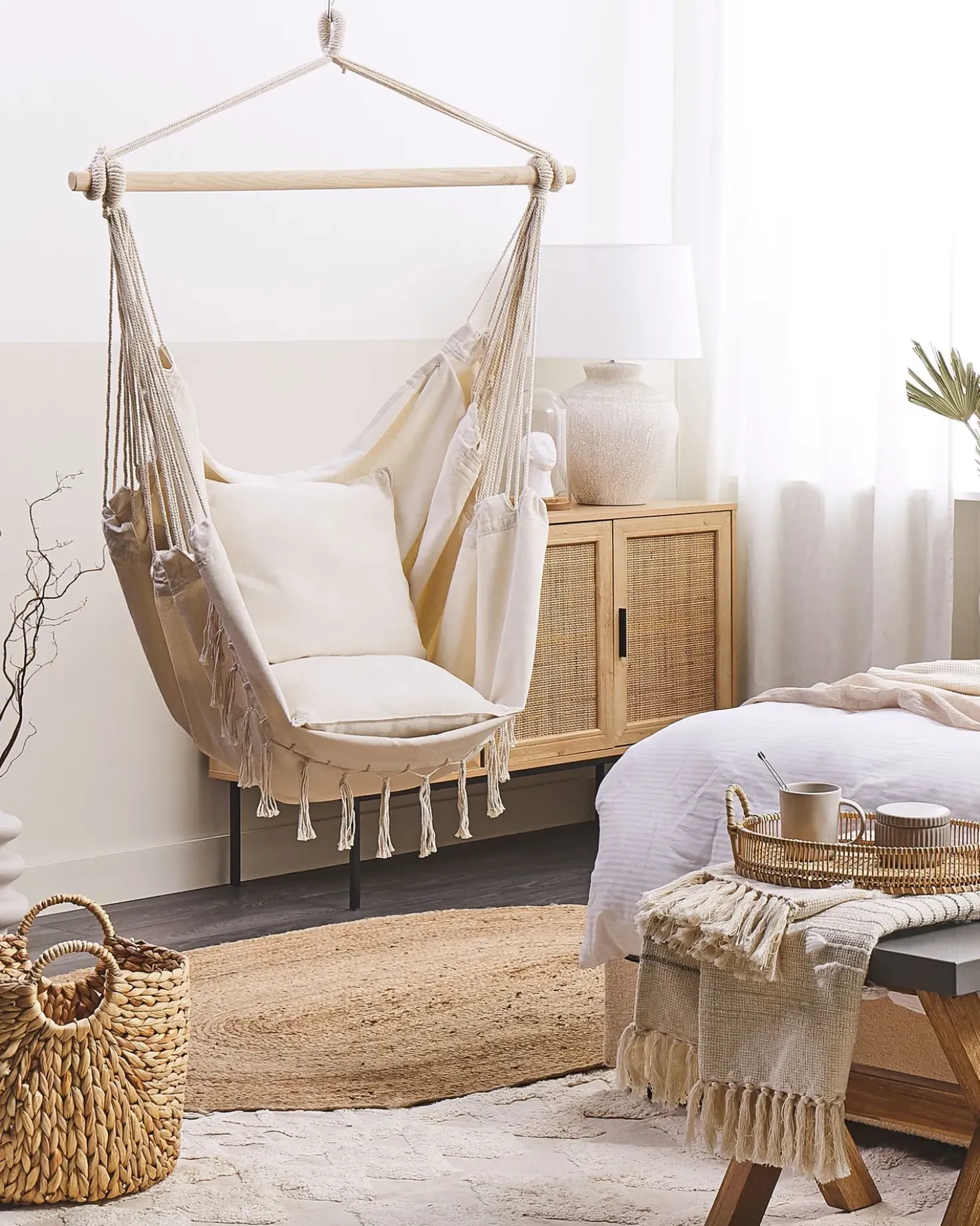 Sedia sospesa da fissare al soffitto BONEA Cotone Beige