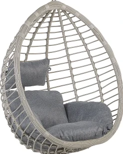 Sedia sospesa da fissare al soffitto TOLLO Rattan sintetico (PE) Grigio