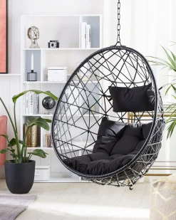 Sedia sospesa da fissare al soffitto ALATRI Rattan sintetico (PE) Nero