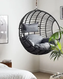 Sedia sospesa da fissare al soffitto ASPIO Rattan sintetico (PE) Nero