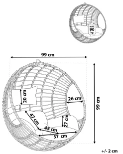 Sedia sospesa da fissare al soffitto ASPIO Rattan sintetico (PE) Naturale