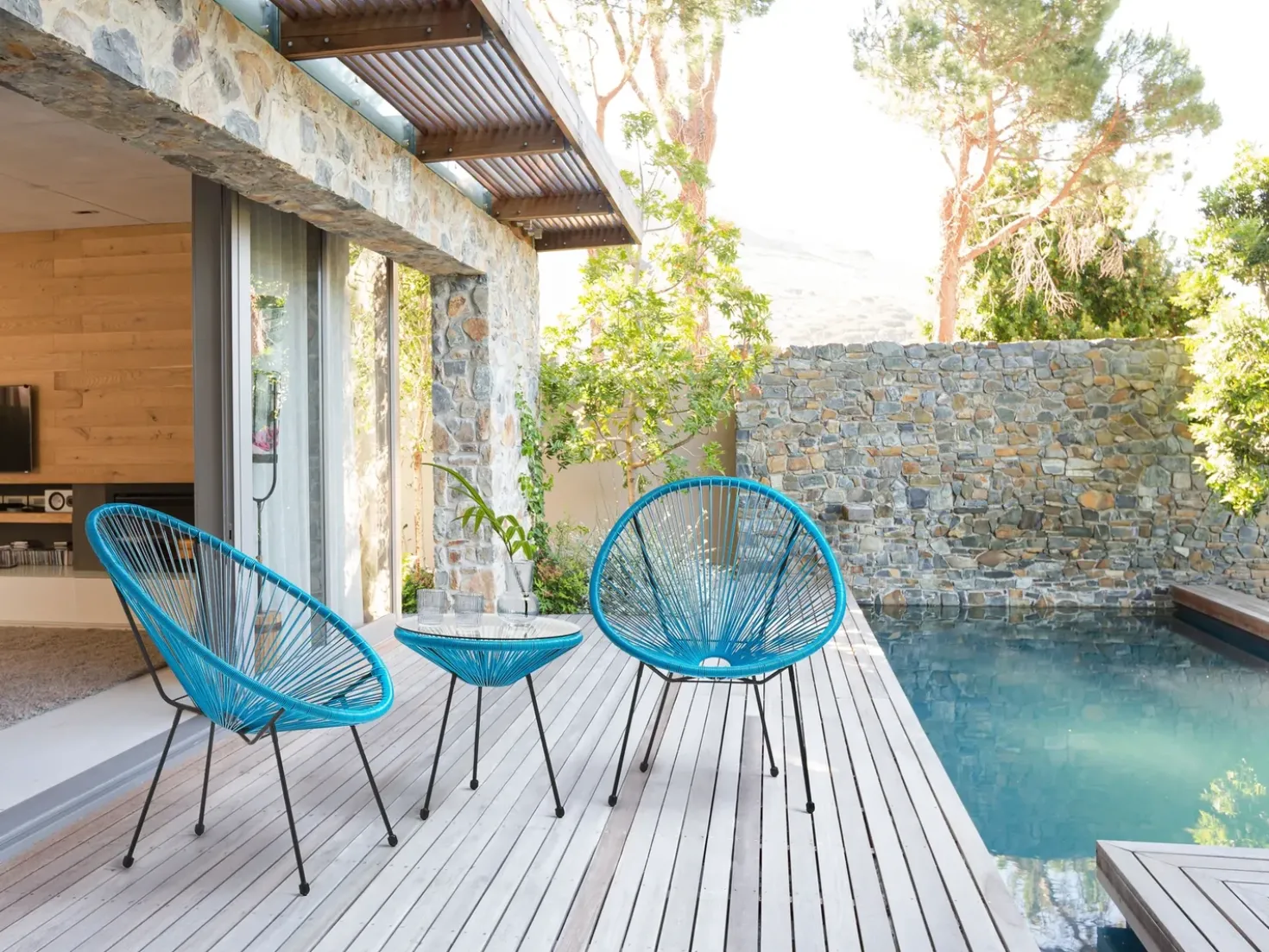 Set bistrot ACAPULCO II Rattan sintetico (PE) Blu