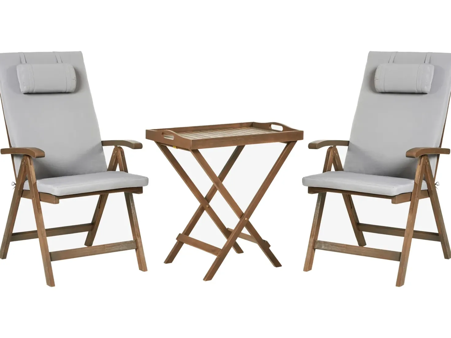 Set bistrot AMANTEA PREMIUM Legno d'acacia Grigio chiaro