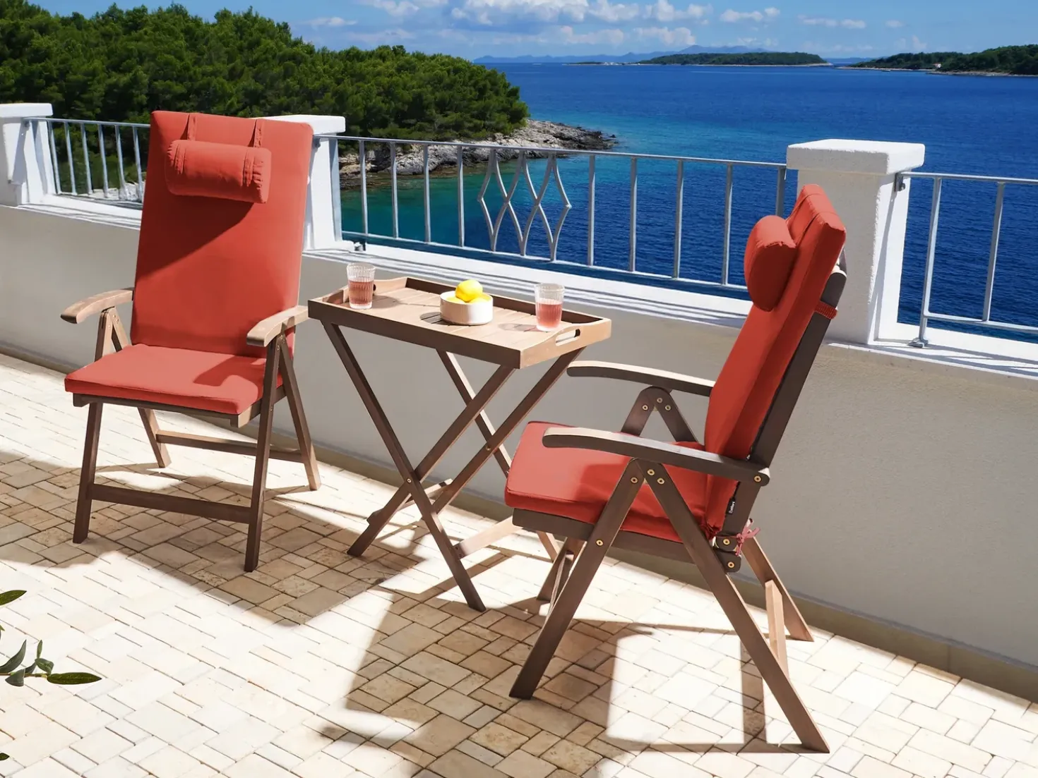 Set bistrot AMANTEA PREMIUM Legno d'acacia Rosso