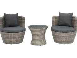 Set bistrot con cuscini CAPRI Rattan sintetico (PE) Grigio
