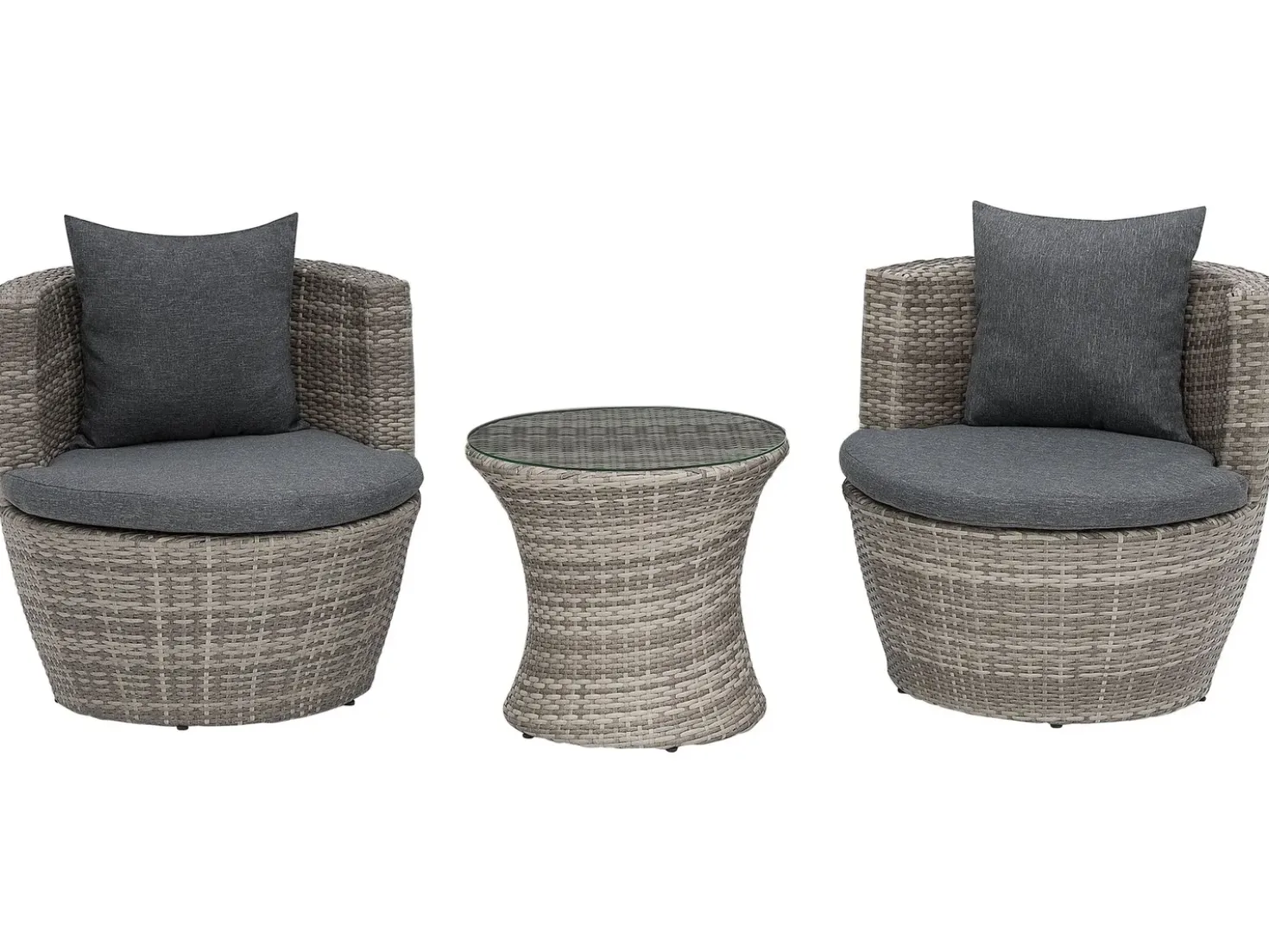 Set bistrot con cuscini CAPRI Rattan sintetico (PE) Grigio