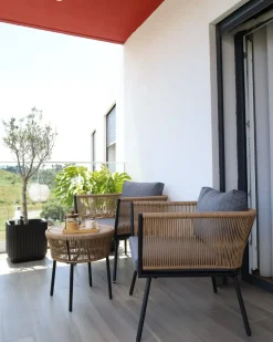 Set bistrot con cuscini GARGANO Rattan sintetico (PE) Marrone chiaro