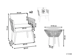 Set bistrot con cuscini GARGANO Rattan sintetico (PE) Marrone chiaro