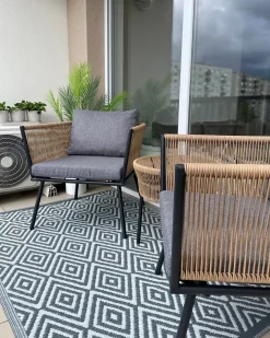 Set bistrot con cuscini GARGANO Rattan sintetico (PE) Marrone chiaro