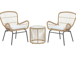 Set bistrot con cuscini LABICO Rattan sintetico (PE) Marrone chiaro