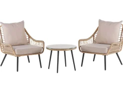 Set bistrot con cuscini LAURETO Rattan sintetico (PE) Naturale