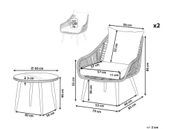 Set bistrot con cuscini LAURETO Rattan sintetico (PE) Naturale