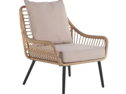 Set bistrot con cuscini LAURETO Rattan sintetico (PE) Naturale