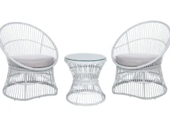 Set bistrot con cuscini MESYNA Rattan sintetico (PE) Bianco