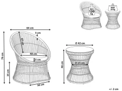 Set bistrot con cuscini MESYNA Rattan sintetico (PE) Bianco