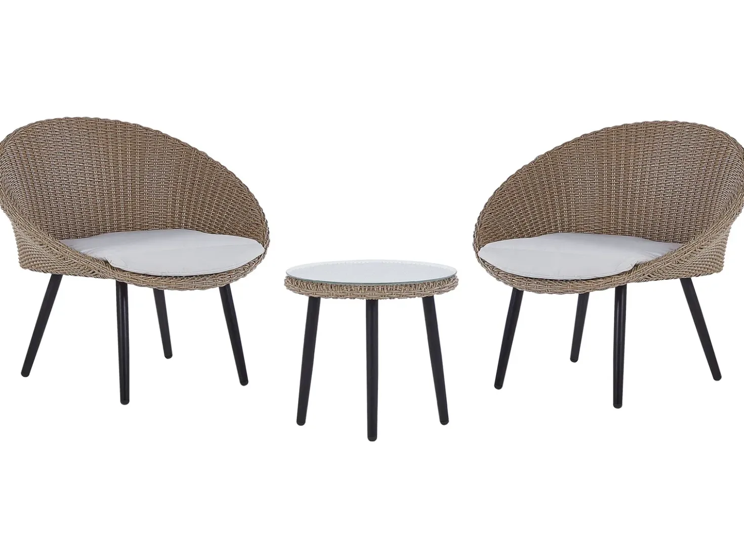 Set bistrot con cuscini ORTIGIA Rattan sintetico (PE) Beige chiaro Beige