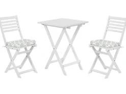 Set bistrot con cuscini Pieghevole FIJI Legno d'acacia Bianco