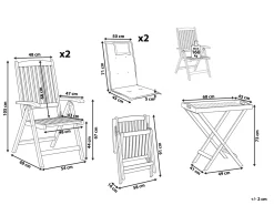 Set bistrot con cuscini Pieghevole JAVA Legno d'acacia Blu