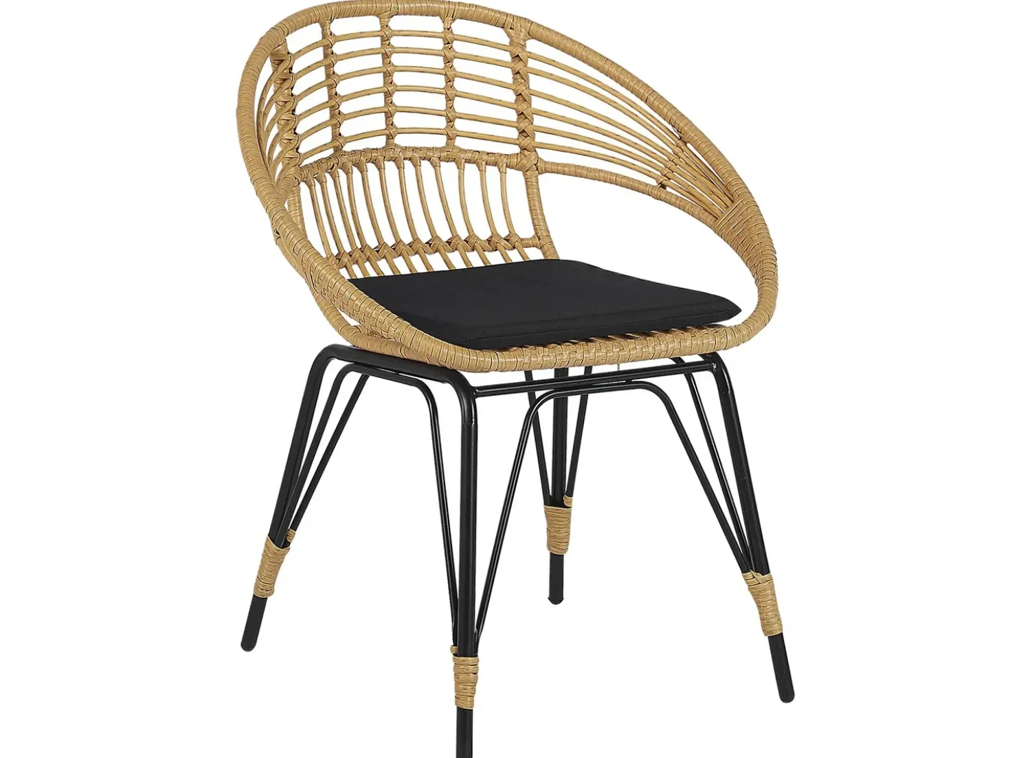 Set bistrot con cuscini PELLARO Rattan sintetico (PE) Nero