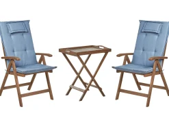 Set bistrot con cuscini Pieghevole AMANTEA Legno d'acacia Blu
